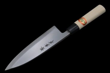 堺孝行 霞研 白三鋼(會銹) 出刃 18cm 朴木圓柄